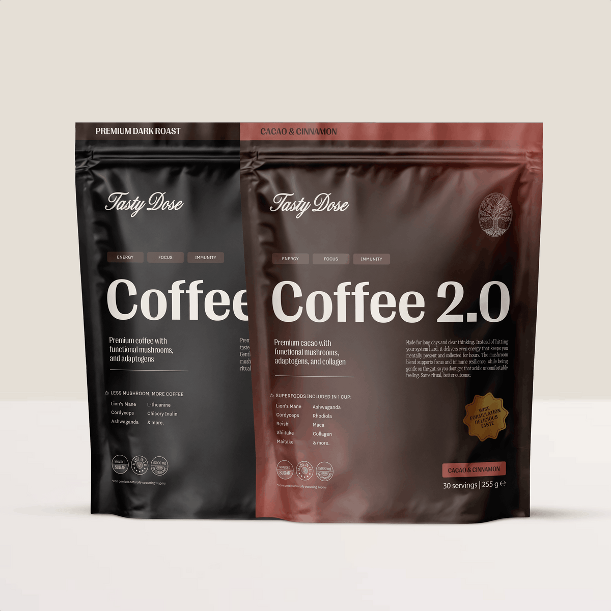 2x Coffee 2.0 - Premium Dark Roast, Cacao & Cinnamon – Tasty Dose