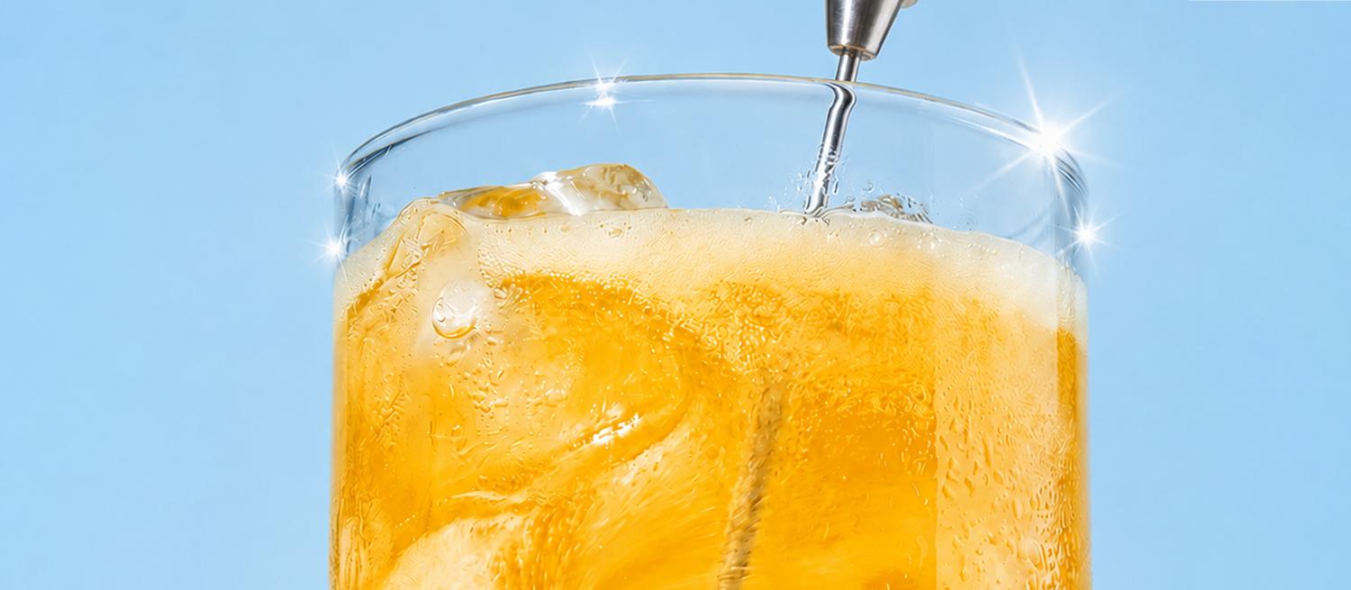 Tastes like juice,  [works like science. ]